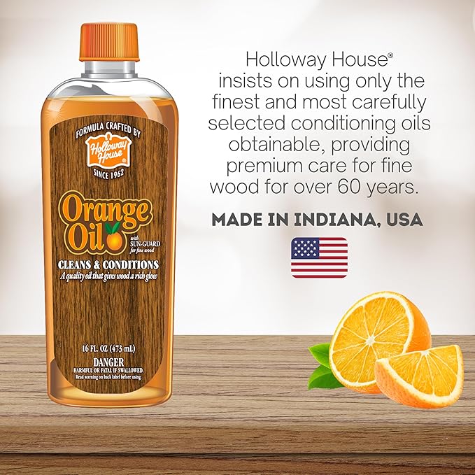 Orange Oil Cleaner 16oz, 6Pk w/Sun-Guard for Fine Wood | Cleans & Conditions | Removes Soap Scum from Shower Doors, Stainless, Tile & Sinks | Natural Oil That Gives Wood a Rich Glow