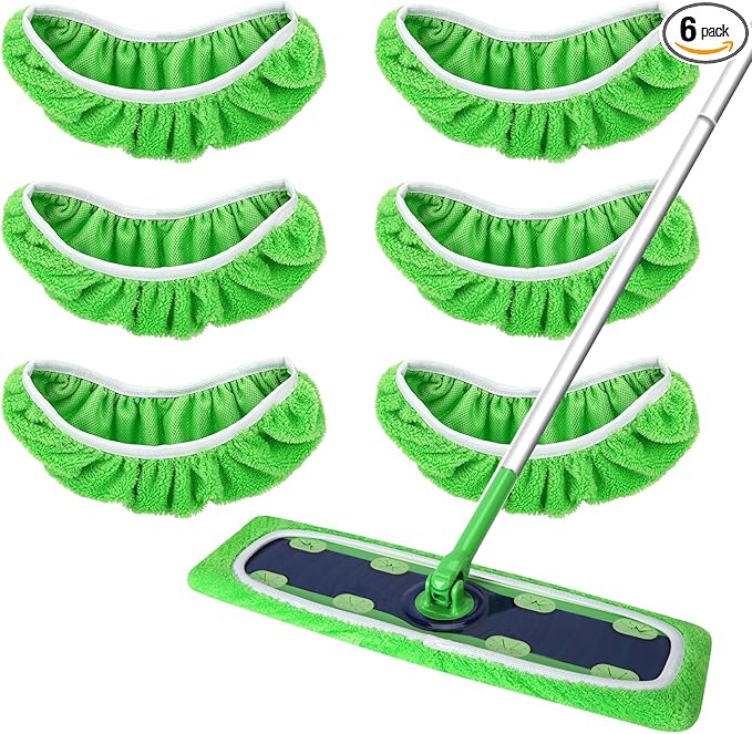 Reusable Microfiber Mop Pads for Swiffer - XL Dry Sweeping Cloths & Wet Pads Refills - Heavy Duty Mopping Cloths, 6 Pack
