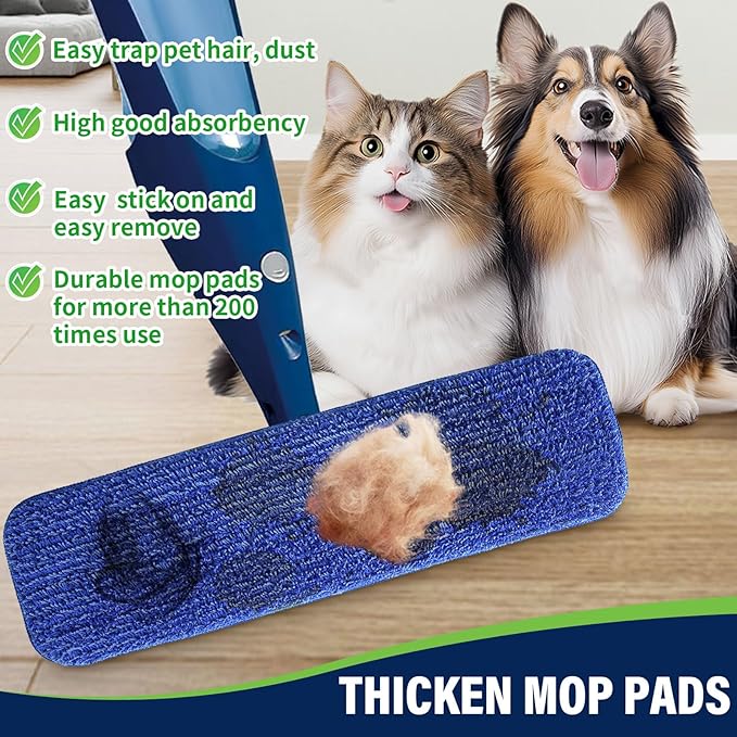 18 inch Mop Pads Refills, 6 Pack Microfiber Reusable Replacement Mop Pads Flat Replacements Heads for Wet Or Dry Floor Cleaning and Scrubbing, Blue Cloth