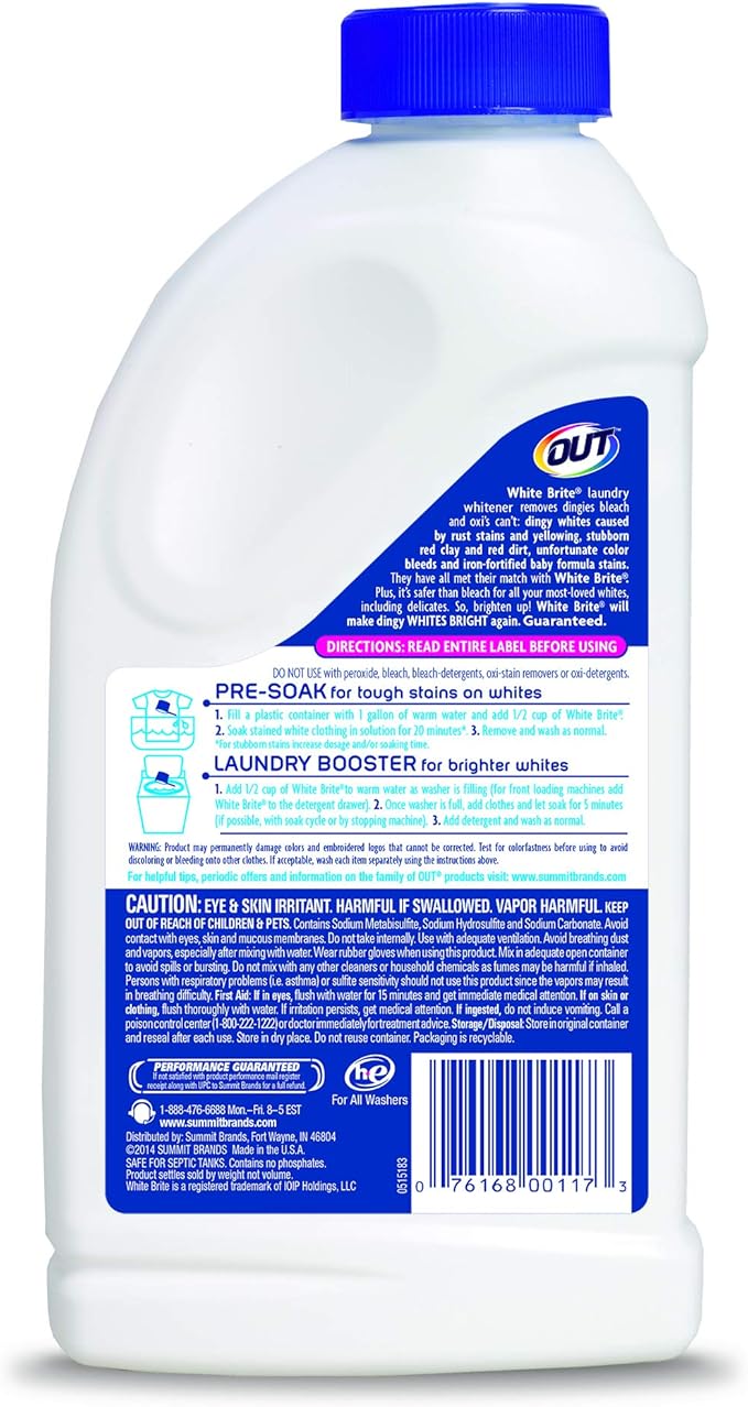 OUT White Brite Laundry Whitener Powder, 1 lb 12 oz, 3 Bottles