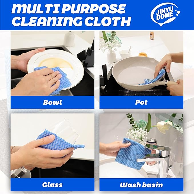 Blue Handi Wipes Disposable Dish Cloths Heavy Duty Kitchen Towels Reusable Cleaning Wipe, 60 Count