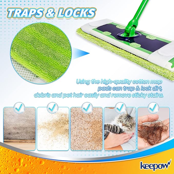 4 Pack Microfiber Mop Pads for Swiffer XL Mops Reusable Wet and Dry Mopping Cloths Compatible with Swiffer Sweeper XL,Washable XL Mop Refill Replacement for All Hardwood Dry Wet Cleaning
