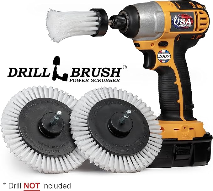 3 Pack Drill Brush Power Scrubber Cleaning Brush - Soft White Drill Brush Set - Car Detailing Kit - Cleaning Drill Brush Set for crevices and Hard to get to Areas - Power Scrubbing Brush for Drill