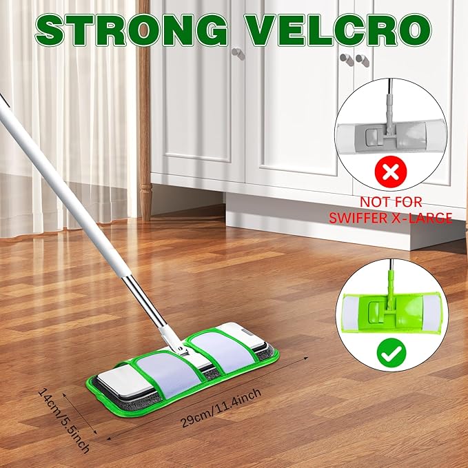 Microfiber Reusable Mop Pads Compatible with Swiffer Sweeper- Machine Washable Microfiber Mop Pad Refills for Household Cleaning-Floor Cleaning Mop Head Pads Work Wet and Dry-Pack of 6