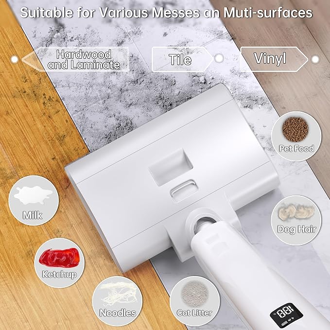 Wet Dry Vacuum Cleaner Cordless Mop,Upgraded Electric Mop,Quiet Self-Propelled Up to 60 Mins, Dual Water Tank,Cordless Mop Vacuum Cleaner for Hardwood Floor Cleaning