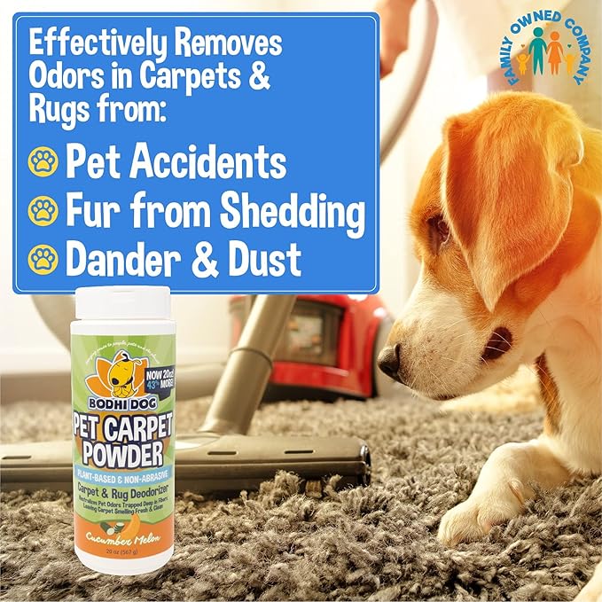Bodhi Dog Natural Carpet Powder - Dry Pet Smell Eliminator & Urine Odor Remover - Loosens Fur & Dirt - Plant-Based and Biodegradable Room Freshener for Home with Pets - Cucumber Melon (Pack of 1)