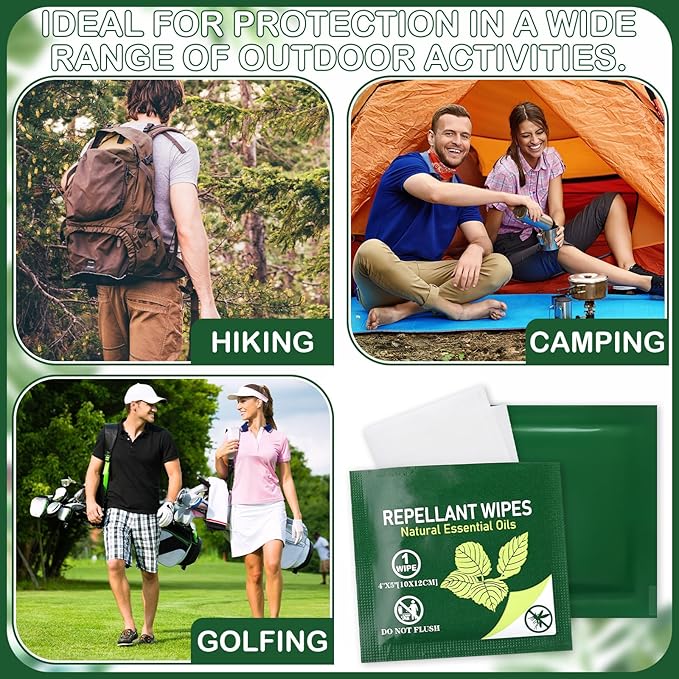 200 Pieces Travel Size Wipes Citronella Oil Individually Wrapped Wipes for Indoor Outdoor Travel Picnic Camping Hikes