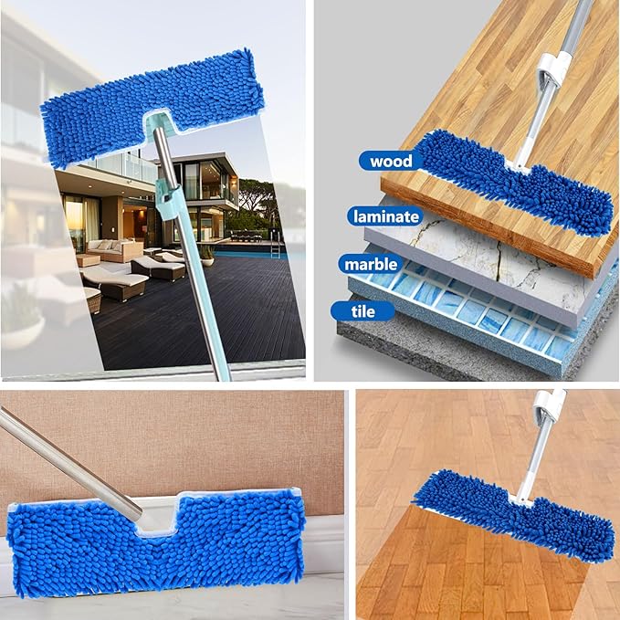 4 Pack Microfiber Mop Refills Compatible with O-Cedar, Dua-Action Microfiber Flip Mop, Replacement Mop Heads for Dry/Wet Use, Machine Washable, Double Sided Mop Pads for Floor Cleaning