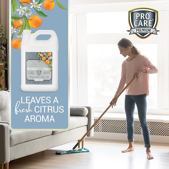 Floor Cleaner (Made in USA) | Tile, Stone, Laminate, Vinyl & Natural Wood Floor Cleaner for Mopping, Household Supplies, Cleaning Solution with Citrus Aroma - 1 Gal (128 Fl Oz)