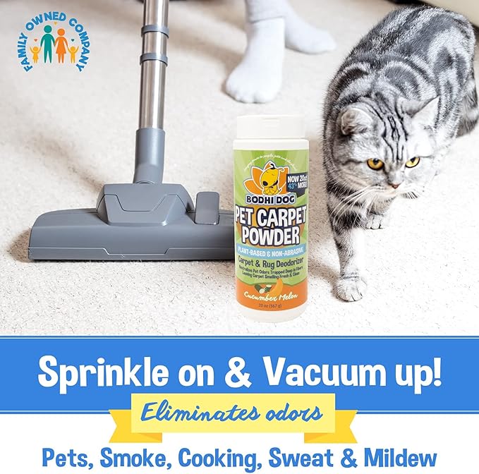 Bodhi Dog Natural Carpet Powder - Dry Pet Smell Eliminator & Urine Odor Remover - Loosens Fur & Dirt - Plant-Based and Biodegradable Room Freshener for Home with Pets - Cucumber Melon (Pack of 1)