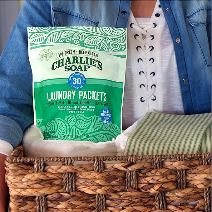 Charlie’s Soap – Fragrance Free Powdered Laundry Detergent Packets – 30 Pods (1 Pack)…
