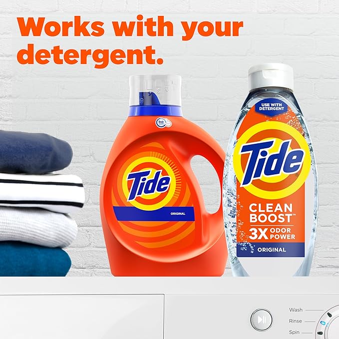 Tide Deep Cleansing Fabric Rinse with 3X Odor Power, Original Scent, 48 oz (Pack of 2)