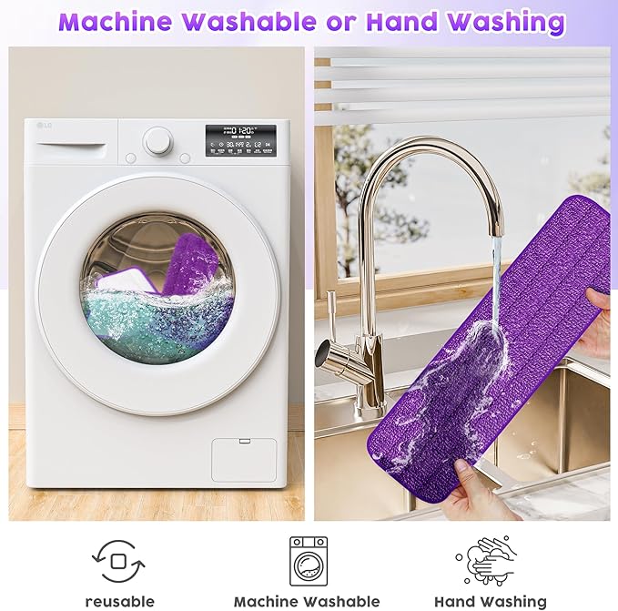 6 Pack Reusable Mop Pads Compatible with Swiffer PowerMop, Microfiber Mop Pads Refills Machine Washable, Durable, and Highly Absorbent Suitable for All Floor Types