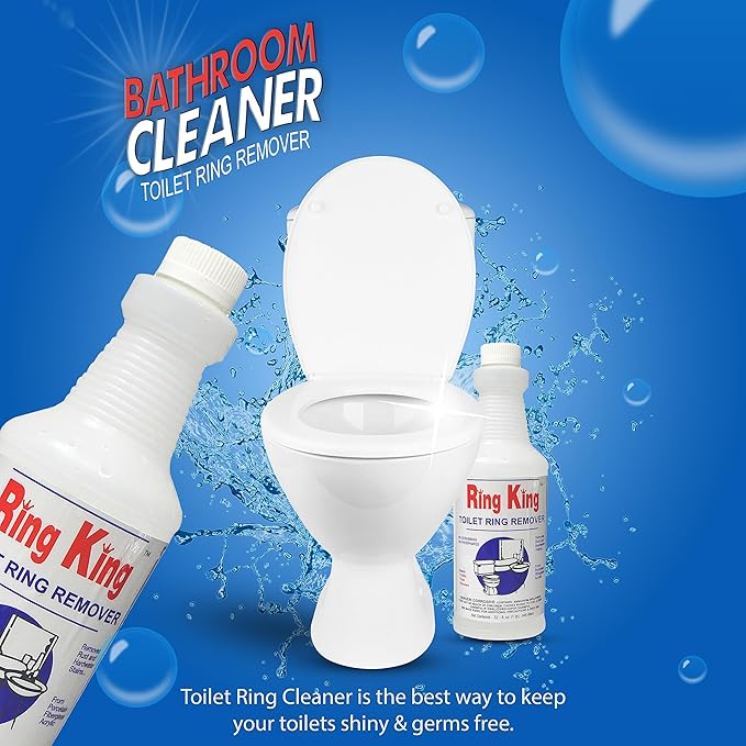 Amazon Brand - Ring King Toilet Bowl Cleaners | Pack Of 12 Toilet Bowl Cleaner Liquid 32oz Fast Acting Bathroom Cleaner For Calcium, Water, Rust, Red Clay & Lime Stains – No Scrubbing