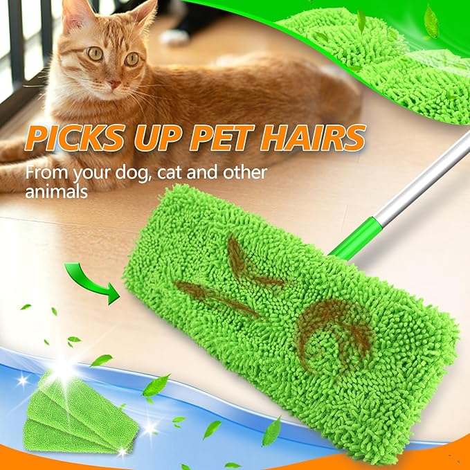 50 Count Disposable XL Dry Sweeping Cloths + 4 Pack Reusable Microfiber Mop Pads for Swiffer Sweeper XL Mop (Mop is not Included)