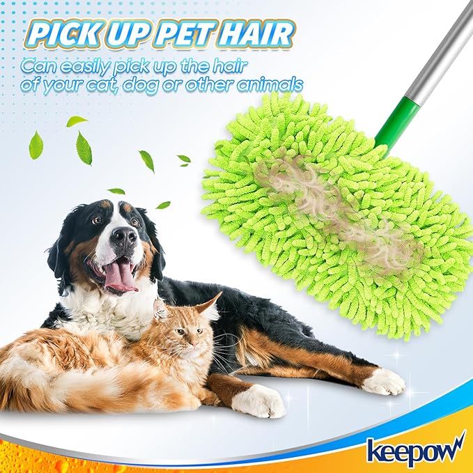 KEEPOW Reusable Microfiber Mop Pads Compatible with Swiffer Sweeper & Mop Deluxe 2-in-1, Wet & Dry Mopping Cloths for All Floors, Compatible with Swiffer Dry Sweeping Cloths for Cleaning (6 Pack)