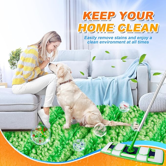 XL Wet Pads Refills for Swiffer XL Dry Sweeping Cloths Reusable XL Wet Mopping Pad Cleaning Cloths Microfiber Mop Pads for Hardwood Floor Cleaning (Green 7 Pack)