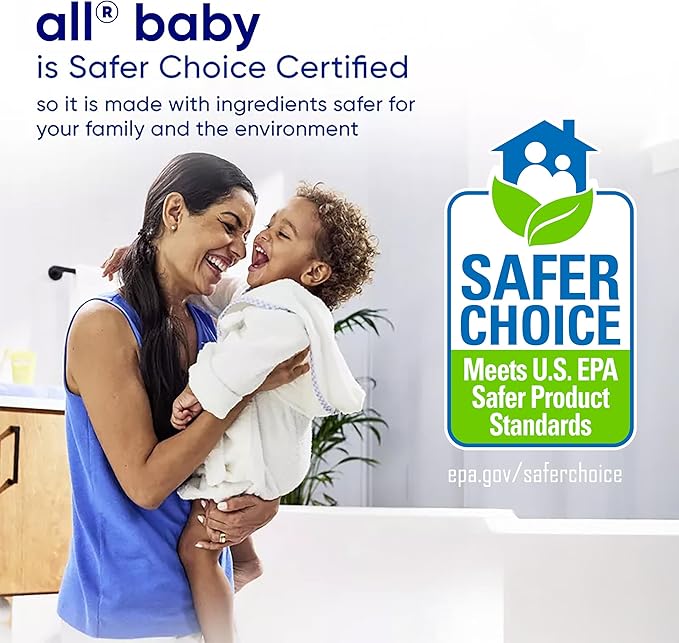 all Baby, Gentle for Baby, Liquid Laundry Detergent, Hypoallergenic for Sensitive Skin, Concentrated, 75oz, 100 Loads