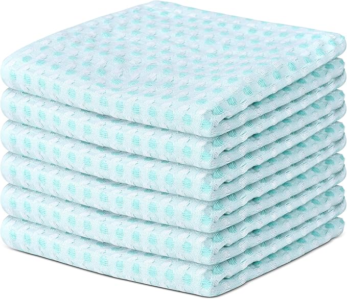 100% Cotton Dish Cloths (Pack of 6) - Dish Rags for Washing Dishes - Reusable & Highly Absorbent Kitchen Towels - Multipurpose Kitchen Rags - (12" x 12" - Lemon Green Honeycomb)