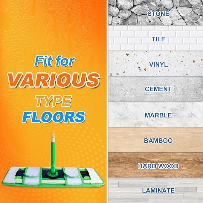 XL Wet Pads Refills for Swiffer XL Dry Sweeping Cloths Reusable XL Wet Mopping Pad Cleaning Cloths Microfiber Mop Pads for Hardwood Floor Cleaning (Green 3 Pack)