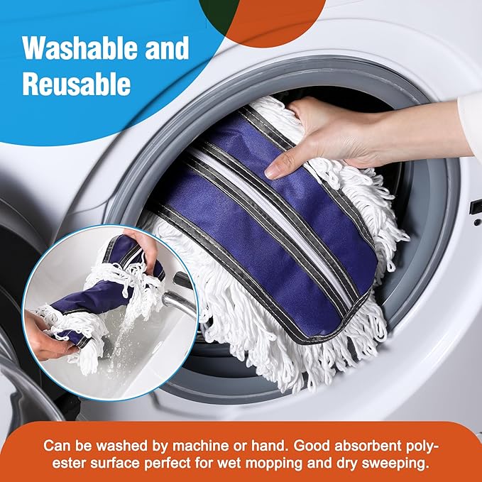 Microfiber Mop Pads 2 Pieces Just Fit CLEANHOME 36" Industrial Dust Mop: B08R3F1ZZM,Blue