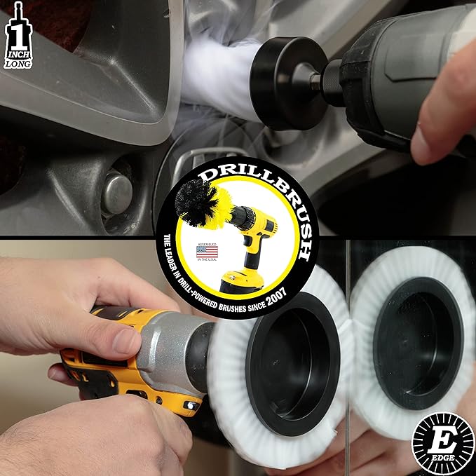 3 Pack Drill Brush Power Scrubber Cleaning Brush - Soft White Drill Brush Set - Car Detailing Kit - Cleaning Drill Brush Set for crevices and Hard to get to Areas - Power Scrubbing Brush for Drill