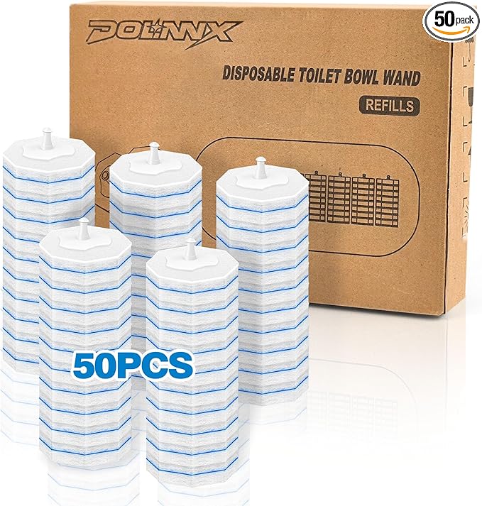 50 Pcs Toilet Wand Refills, Disposable Toilet Bowl Brush Replacement Heads for Sink Bathtub Wash Basin