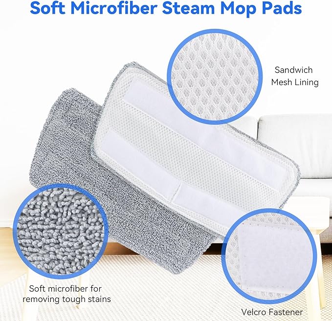 Replacement Steam Mop Pads for GorFanty GF-6610/GF-6610B: Reusable and Washable Microfiber Steam Mop Replacement Pads Cloth Floor Cleaning Pad (8 Packs)