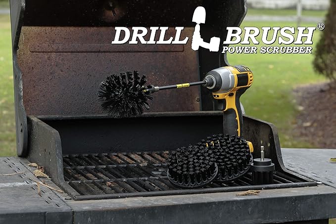 Wire Brush Alternative Nylon Drill Brush Set with Extension - BBQ Cleaner - Concrete - Graffiti Eraser - Cordless Electric Scrubber for Household Cleaning Supplies - Scrub Brushes for Cleaning Grill