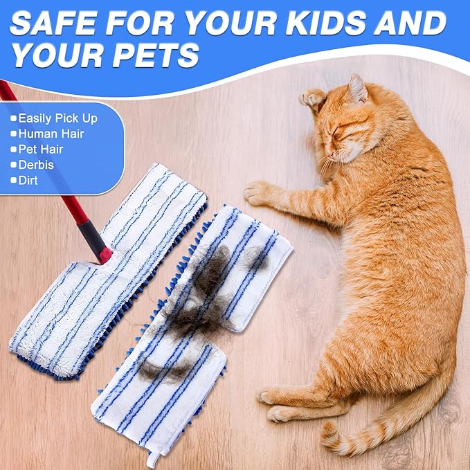 Microfiber Mop Refills, Compatible with O-Cedar Dual-Action Flip Mop, Replacement Mop Heads for Dry/Wet Use, Washable& Reusable for All Floor Cleaning(Pack of 6)