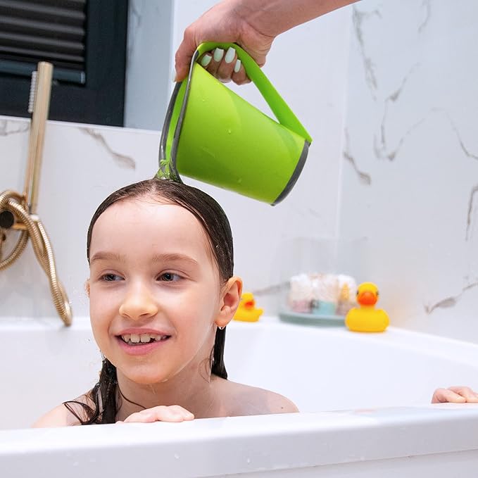 Plastic Bath Cup (800ml, 27 fl Ounce) Waterfall Rinser, Made in USA (Green)