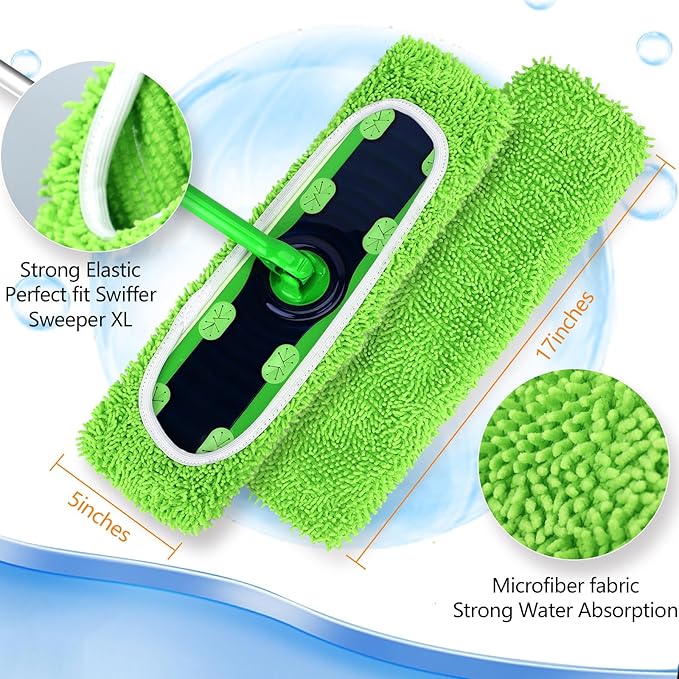 50 Count Disposable XL Dry Sweeping Cloths + 6 Pack Reusable Microfiber Mop Pads for Swiffer Sweeper XL Mop (Mop is not Included)
