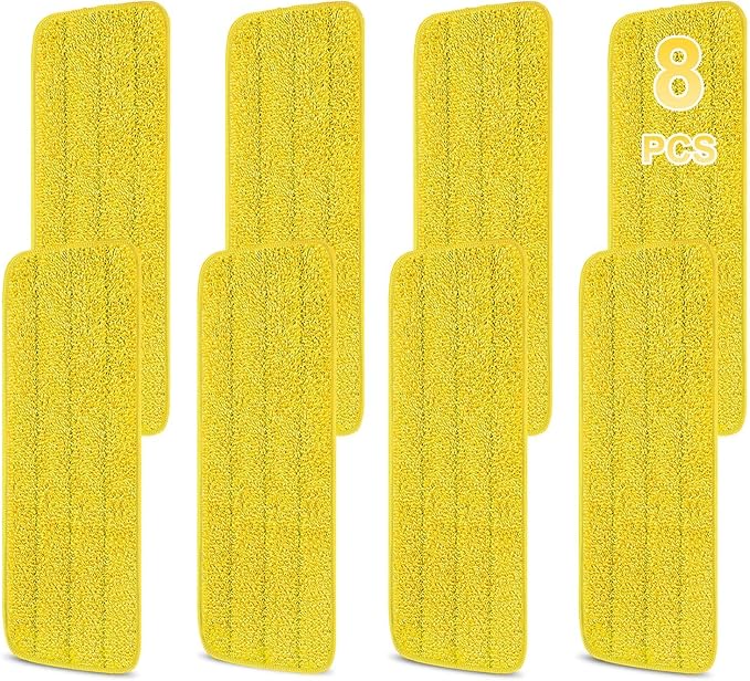 8 Pack 16.5 inch Reusable Mop Pads Microfiber Spray Mop Replacement Heads for Wet/Dry Mops Compatible with Bona Floor Care System
