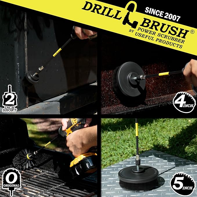 Wire Brush Alternative Nylon Drill Brush Set with Extension - BBQ Cleaner - Concrete - Graffiti Eraser - Cordless Electric Scrubber for Household Cleaning Supplies - Scrub Brushes for Cleaning Grill