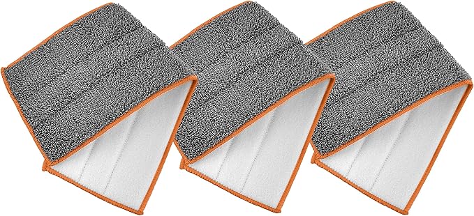 Superio Microfiber Mop Pads Refill, Replacement Head with Velcro, 16 Inch for Flat, Spray Mop Set - 3 Pack - Grey