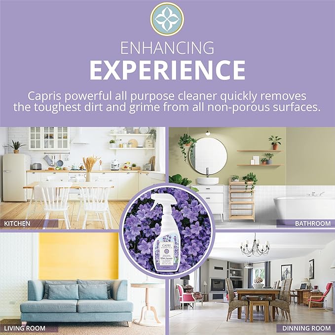 White Lavender All Purpose Cleaner Spray – Essential Oils Surface & Glass Cleaner – Lavender Scented Household Cleaning Supplies – All Natural Cleaning Products (23 oz)