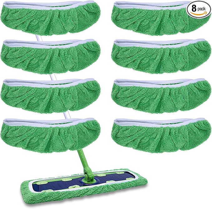 XL Mop Pads Compatible with Swiffer XL Dry Sweeping Cloths, Reusable Wet Pads Refill X-Large Size Fits for Swiffer XL Wet Pads Refills -for Surface Hardwood Floor Cleaning, 8 Pack
