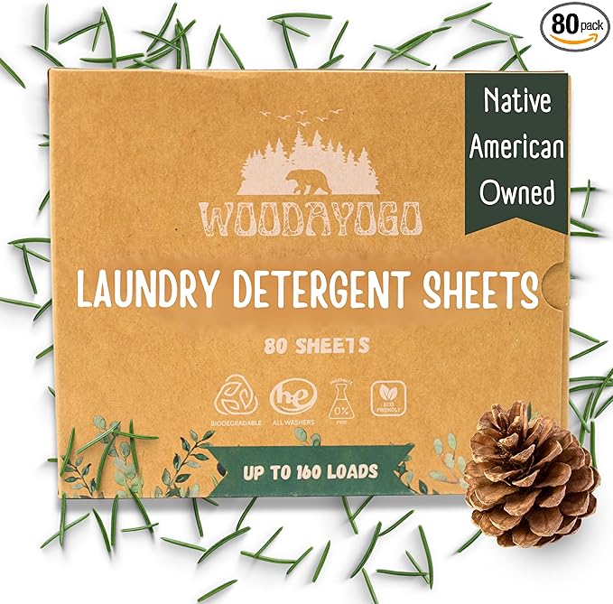 Laundry Detergent Sheets - Eco Friendly Hypoallergenic Laundry Detergent for Sensitive Skin, Natural Plant-Based Smell (80 Sheets - up to 160 Loads)