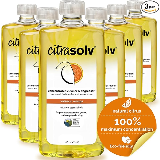 Citra Solv Concentrated Cleaner & Degreaser, Deodorizer, Home & Outdoor, Adhesive Remover, Natural Orange Oil 16 fl oz (6)