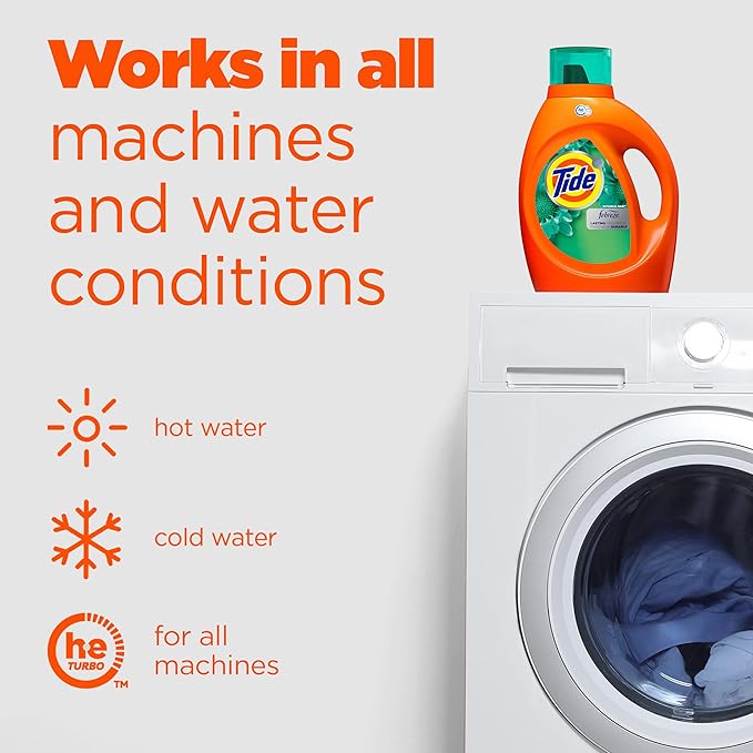 Tide Plus Febreze Freshness HE Turbo Clean Liquid Laundry Detergent, Botanical Rain Scent, 84 fl oz, 59 loads