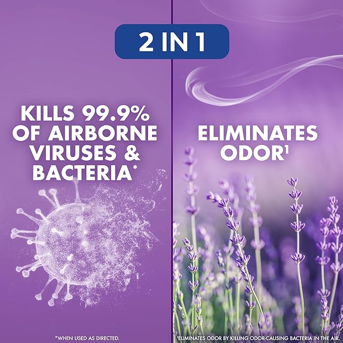 Lysol Air Sanitizer Spray, For Air Sanitization and Odor Elimination, Lavender Sky Scent, 10 Fl. Oz (Pack of 3)