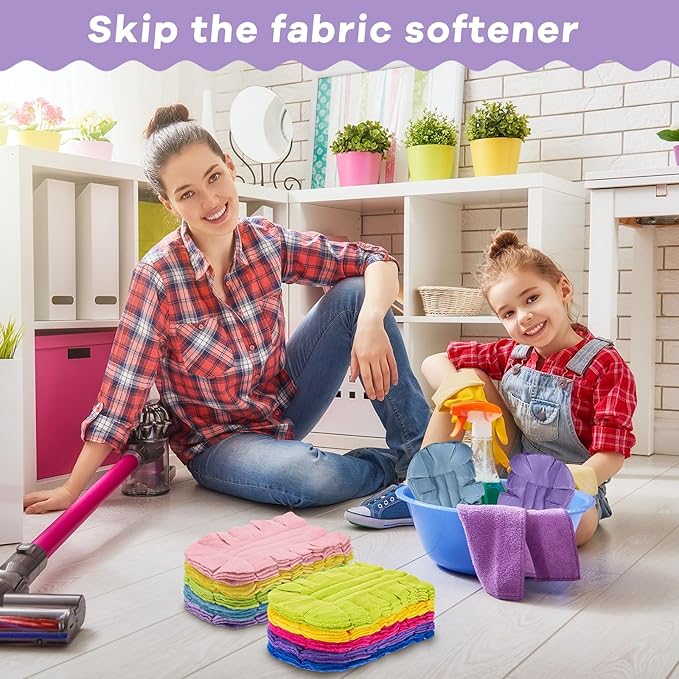 Zubebe 20 Pcs Heavy Duty Duster Refill Reusable Fleece Duster Refills Multi Surface Washable Cleaning Pads for Home, Blinds, Fans, Corners, Furniture (Vivid Color)