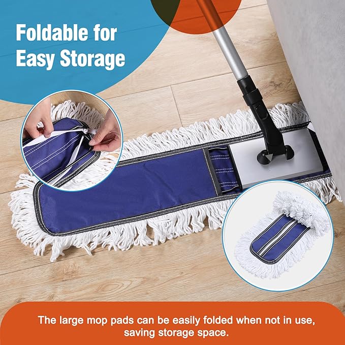 Microfiber Mop Pads 2 Pieces Just Fit CLEANHOME 36" Industrial Dust Mop: B08R3F1ZZM,Blue