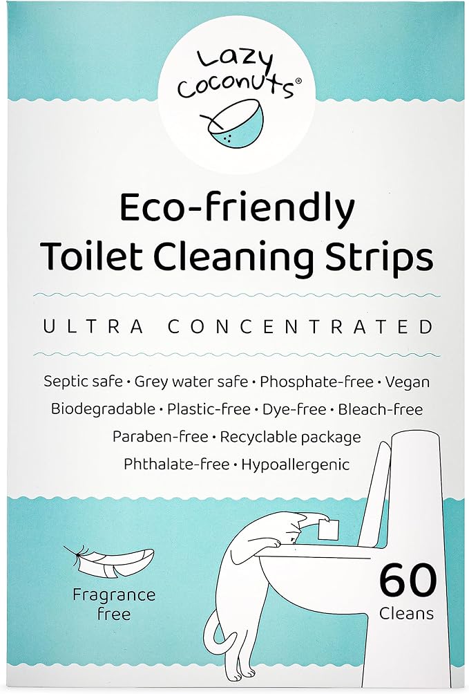 Toilet Bowl Cleaner Strips - 60 Cleans, Plastic-free, Dye-free, With Lemon Essential Oil