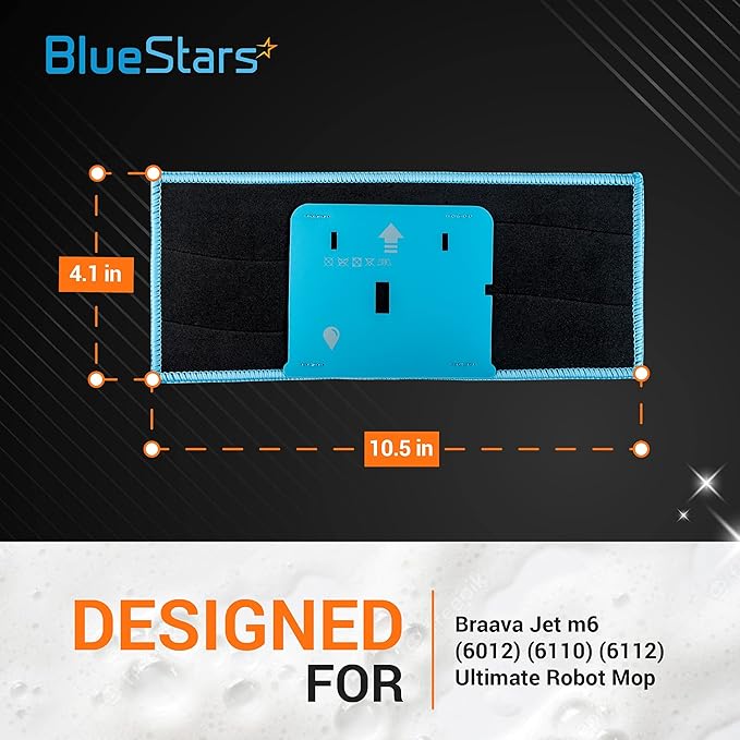 BlueStars 4 Packs Washable and Reusable Wet Mopping Pads for iRobot Braava Jet m6 (6110) (6012) (6112) Ultimate Robot Mop