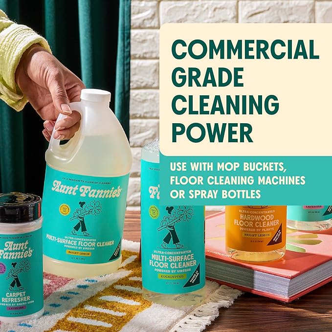 Aunt Fannie's Ultra Concentrated Floor Cleaner Vinegar Wash, Multi-Surface Floor Cleaner For Mopping, Value Size, Bright Lemon Scent, 64 oz