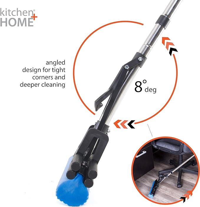 Kitchen + Home PVA Sponge Roller Mop - 11" Quadruple Roller All Purpose Floor Cleaner