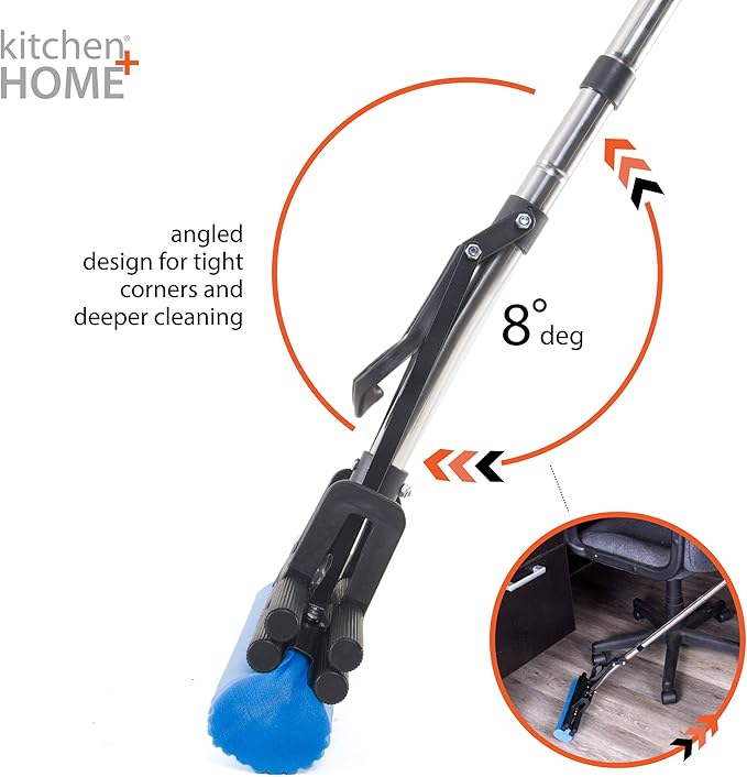 Kitchen + Home PVA Sponge Roller Mop - 11" Quadruple Roller All Purpose Floor Cleaner