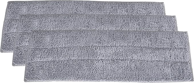 Superio Microfiber Mop Pads, Refill Miracle Mop, Dust Mop Replacement Head 16 Inch Damp Mop Refill for Flat Mop Set, with Velcro-Grey, 3 pack