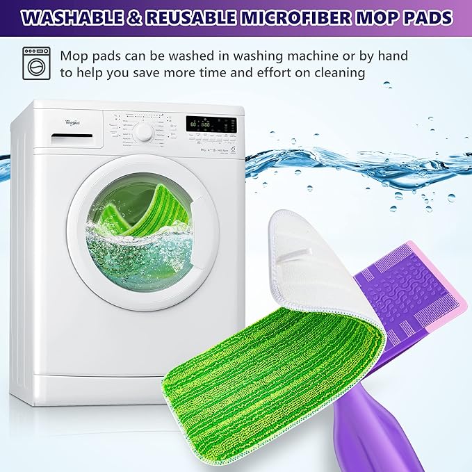 Reusable Mop Pads Compatible with Swiffer Wet Jet, Wet Jet Pads Refills for Swiffer Mop, Microfiber Replacement Pads for Hardwood Floor Cleaning, Dry Wet Mopping Cloths for 12" Wet Jet Refill, 6 Pack